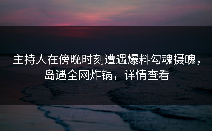主持人在傍晚时刻遭遇爆料勾魂摄魄,岛遇全网炸锅,详情查看 主持人在傍晚时刻遭遇爆料勾魂摄魄,岛遇全网炸锅,详情查看