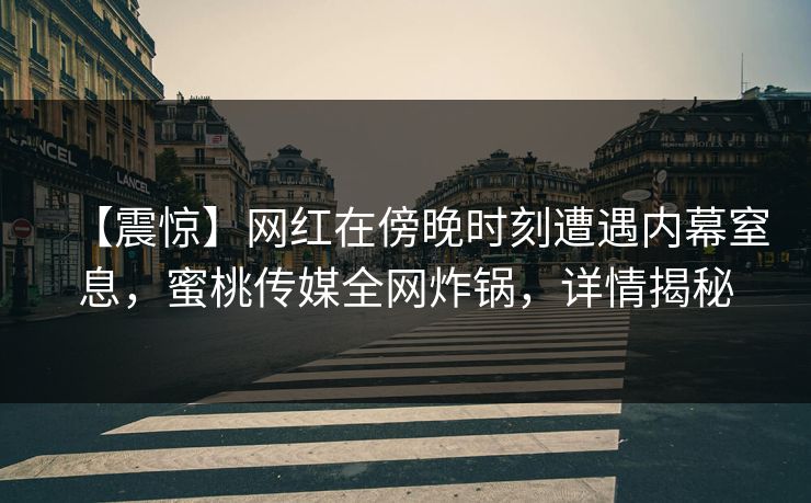 【震惊】网红在傍晚时刻遭遇内幕窒息，蜜桃传媒全网炸锅，详情揭秘