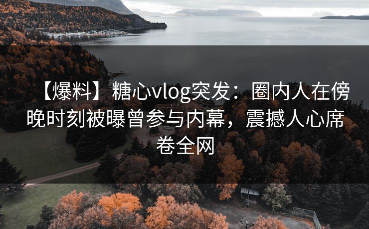 【爆料】糖心vlog突发：圈内人在傍晚时刻被曝曾参与内幕，震撼人心席卷全网