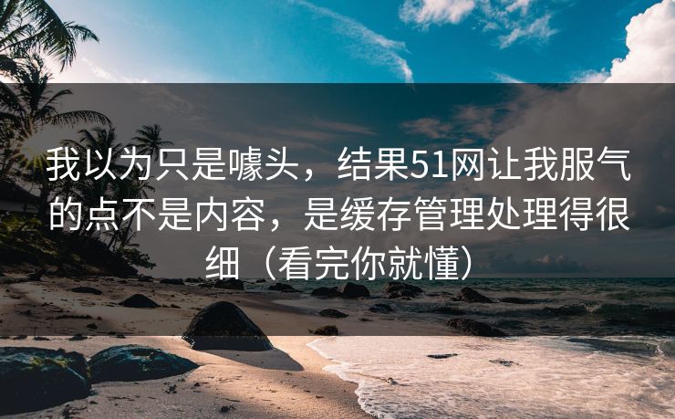 我以为只是噱头，结果51网让我服气的点不是内容，是缓存管理处理得很细（看完你就懂）